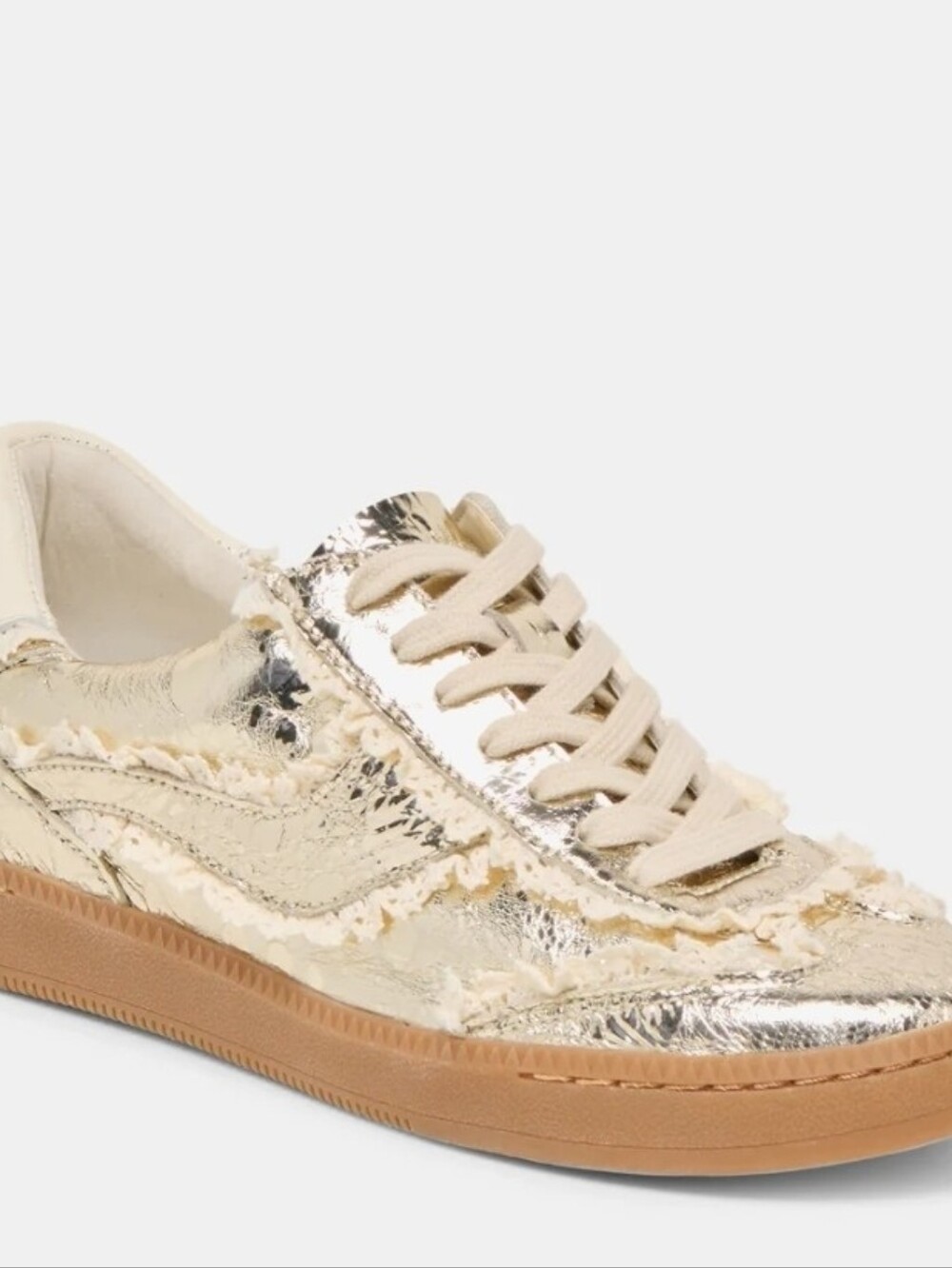 💛▪️Dolce Vita ▪️Notice Lace Sneakers Platinum Distressed Leather - Picture 2 of 6